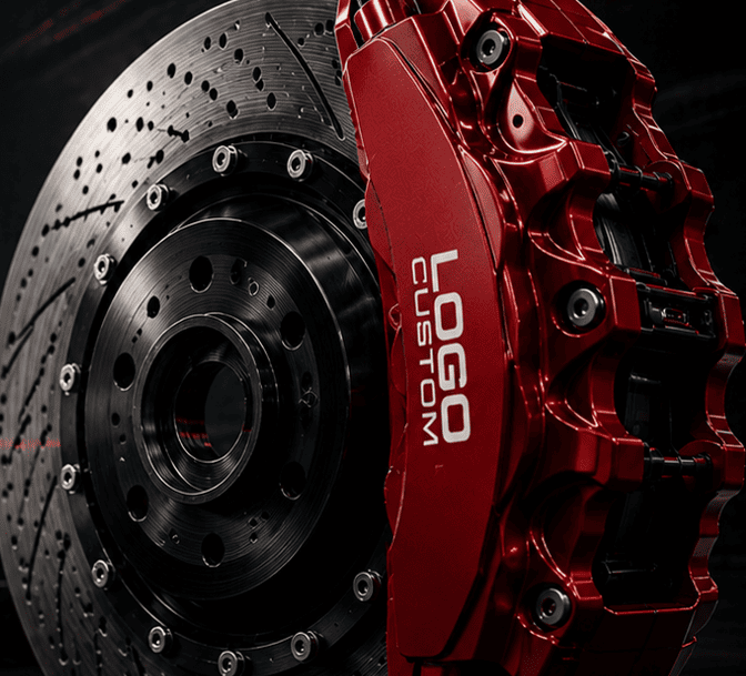 Brake caliper with custom logo design